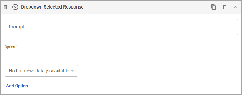 Dropdown selected response displaying options for selecting a response in a user interface.